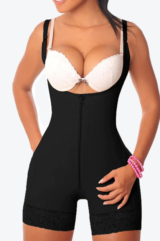 Classic Lace Zipper Shapewear Bodysuit - Getslexy