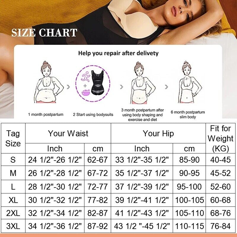 Women Full Body Shaper Compression Shapewear Firm Belly Control Bodysuit Slim US