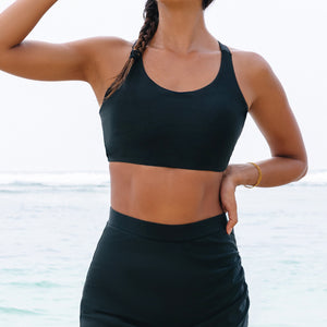 Black Crossover Bikini Tank and Skort Swimwear