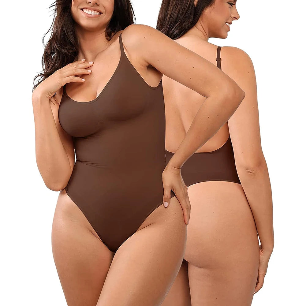 MISSMOLY Womens Backless Bodysuits Shapewear Thong New Tummy Control Butt Lifter Body Shaper Corset Slimming Camisole Tops
