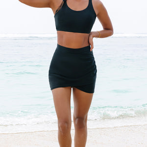 Black Crossover Bikini Tank and Skort Swimwear
