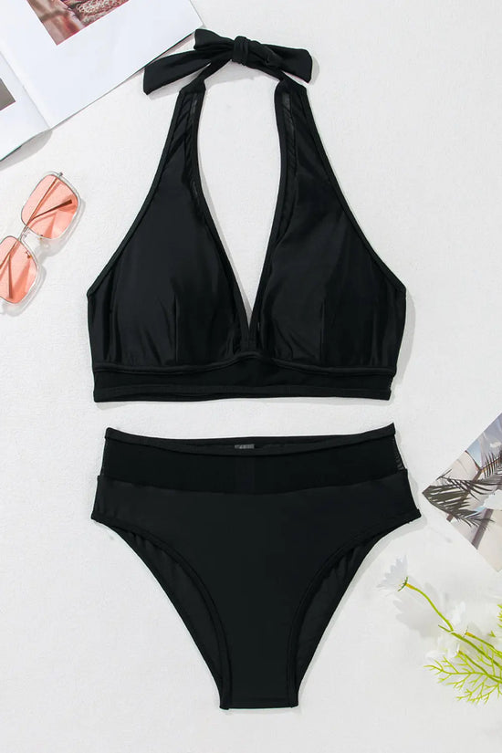 Sheer Mesh Halter Bikini Set - Getslexy