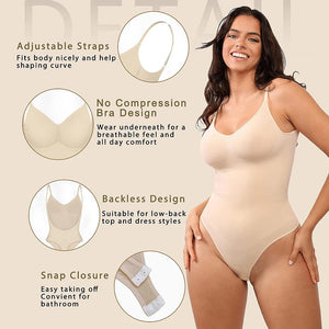 MISSMOLY Womens Backless Bodysuits Shapewear Thong New Tummy Control Butt Lifter Body Shaper Corset Slimming Camisole Tops